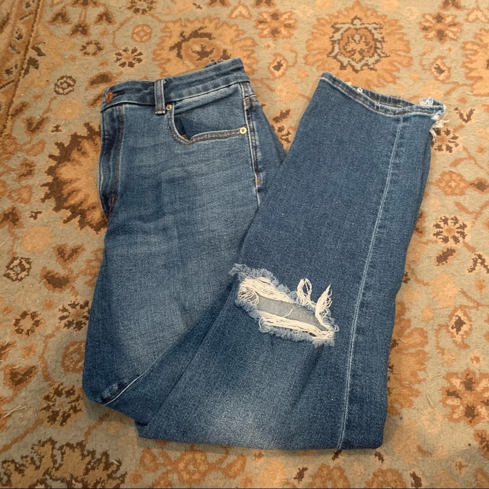 AE Curvy Stretch Distressed Mom Jeans